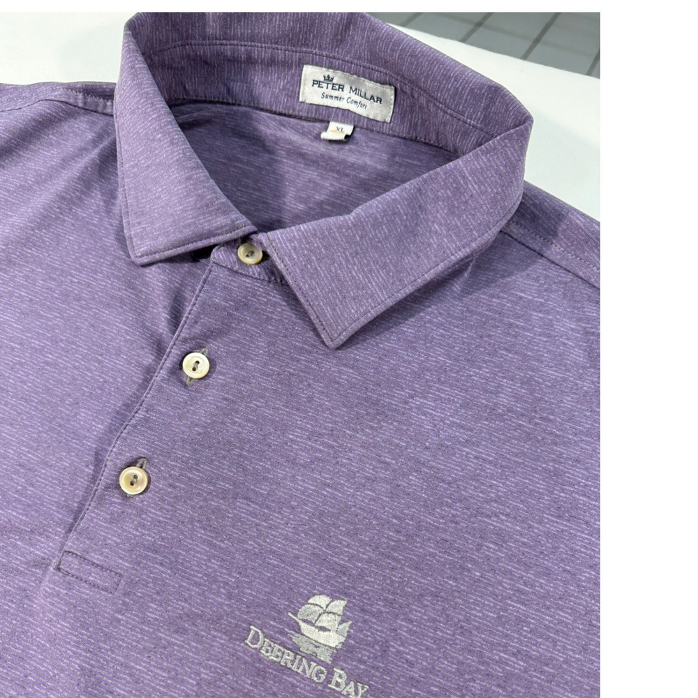 Peter Millar Summer Comfort Polo Shirt Mens XL Purple Deering Bay Performance